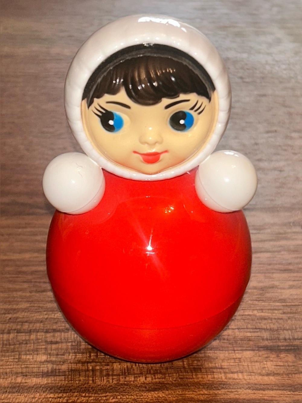 Vintage Nevalyashka Plastic Roly-Poly Red Russian Style Kid's Musical Bell Chime